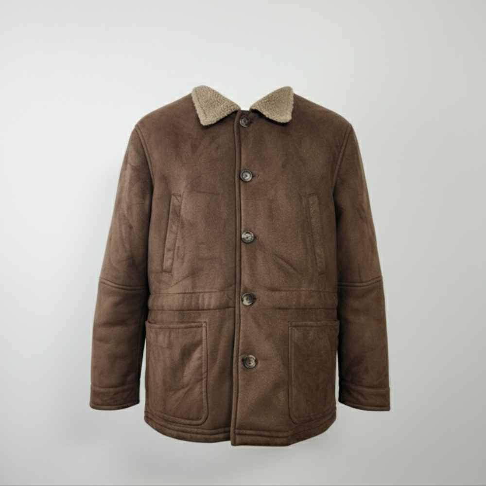 St. Johns Bay Woman's XL Brown Suede Shearling Collar Jacket - Picture 2 of 8